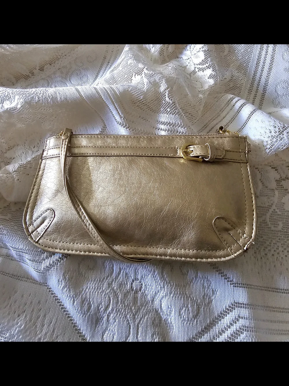Neiman Marcus Gold Metallic Wristlet Clutch